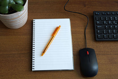 High angle view of pencil on table