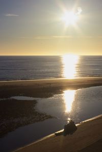 Scenic view of sea against sky at sunset