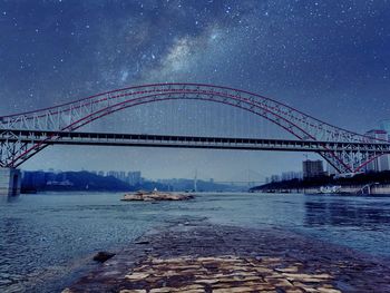 View of bridge at night