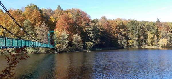 Scenic view of bridge over river against sky