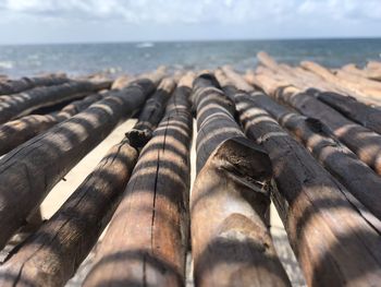 Close-up of stones on beach