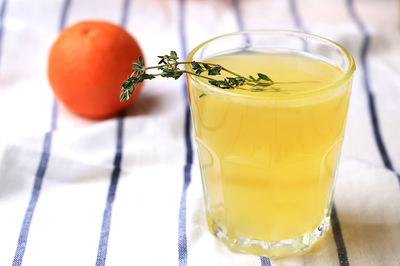 Orange juice white kitchen table rustic summer background