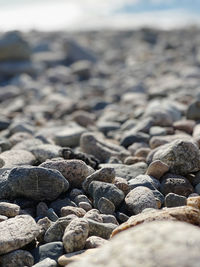 Close-up of stones on beach