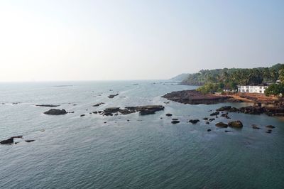 Scenic view of sea against clear sky