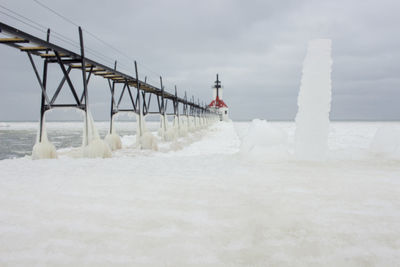 Scenic view of snow covered landscape against sky