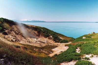 Scenic view of landscape against clear sky