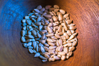 High angle view of eggs in container