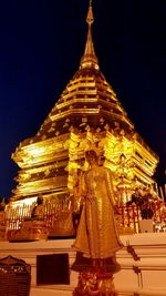Low angle view of temple at night