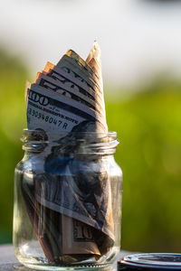 Close-up of paper currency