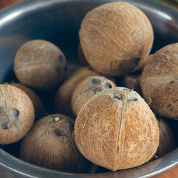 High angle view of pumpkins on table