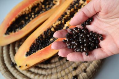 Close-up of hand holding fruit