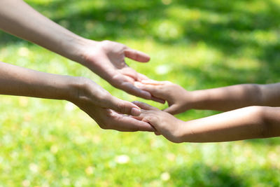 Cropped image of man holding hands