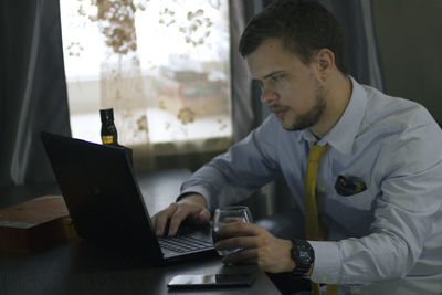 Man working on table