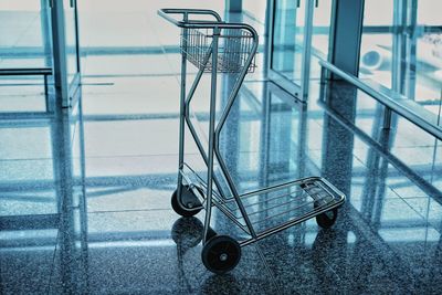 Metal railing in airport