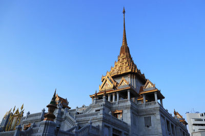 Low angle view of temple building against clear sky