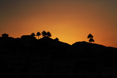 Silhouette trees against sky during sunset