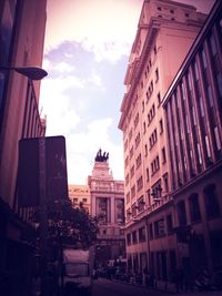 Low angle view of buildings against sky