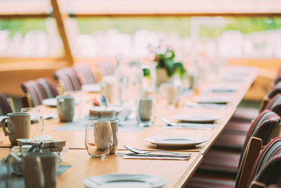 Close-up of place setting on table