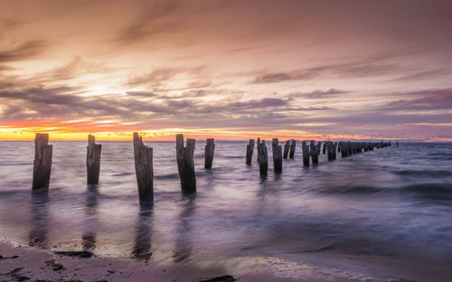 Scenic view of sunset over sea