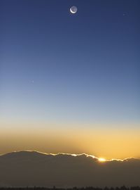 Scenic view of silhouette mountains against sky during sunset