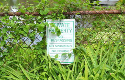 Information sign against plants