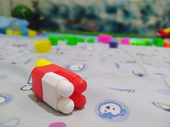 Close-up of toys on table
