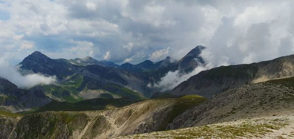 Panoramic view of mountains against sky
