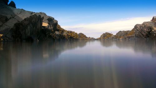 Scenic view of lake against sky