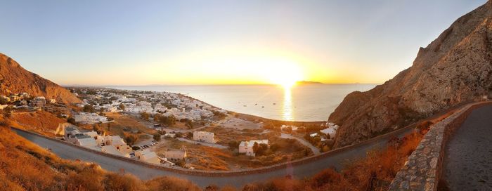 Panoramic view of sea against sky during sunset