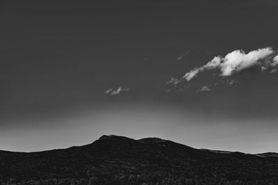 Low angle view of silhouette mountain against sky at night