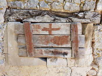 Low angle view of weathered wall