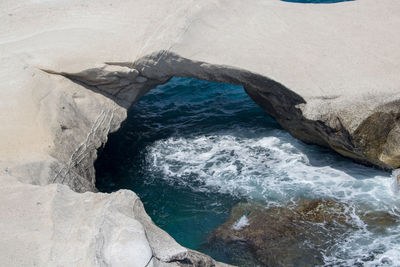 High angle view of rocks in sea