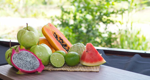 Close-up of fruits on table