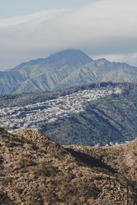 Scenic view of landscape and mountains against sky