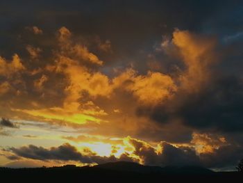 Scenic view of cloudy sky at sunset