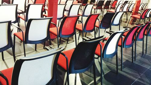 Empty chairs in row