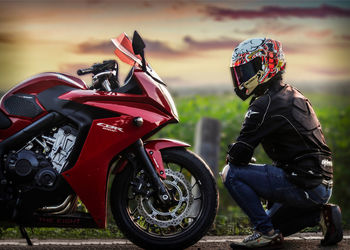 Man riding motorcycle