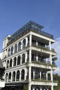 Low angle view of historic building against clear sky