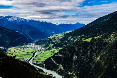 Scenic view of mountains against sky