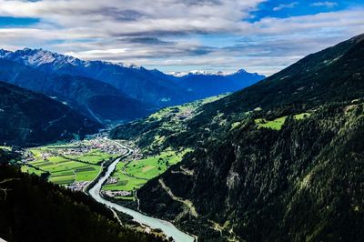 Scenic view of mountains against sky