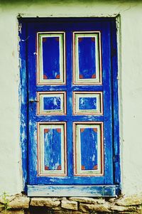 Full frame shot of closed blue door