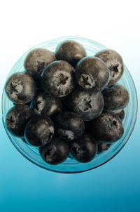High angle view of fruits in plate