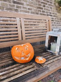 View of pumpkins on table