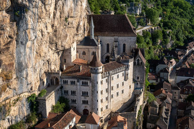 High angle view of buildings in city