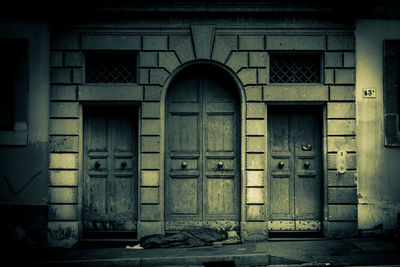 Closed door of old building