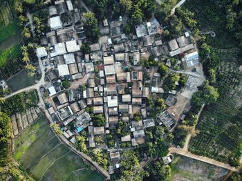 High angle view of buildings in city