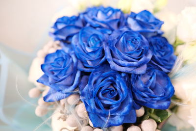 Close-up of blue rose bouquet