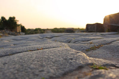 Surface level of ground against sky