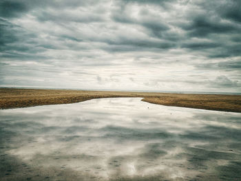 Scenic view of land against sky