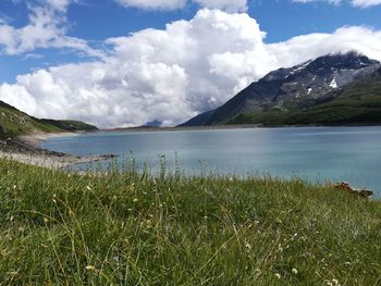 Scenic view of lake against sky